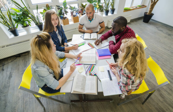 group-students-collaborating-table