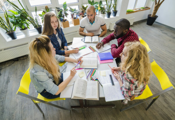 group-students-collaborating-table